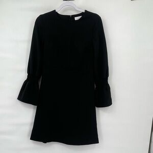 Lark & Ro black long bell sleeve sheath dress